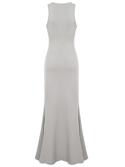 Women'S Plain Twist Ruched Cut Out Tank Dress, Sexy U Neck Sleeveless Maxi Dress for Party Club Dating Wear, Ladies Clothes for All Seasons